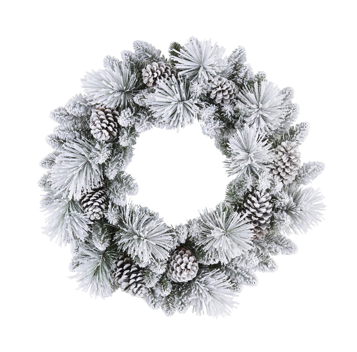 32" Flocked Berkshire Artificial Spruce Wreath BKSFA-W32