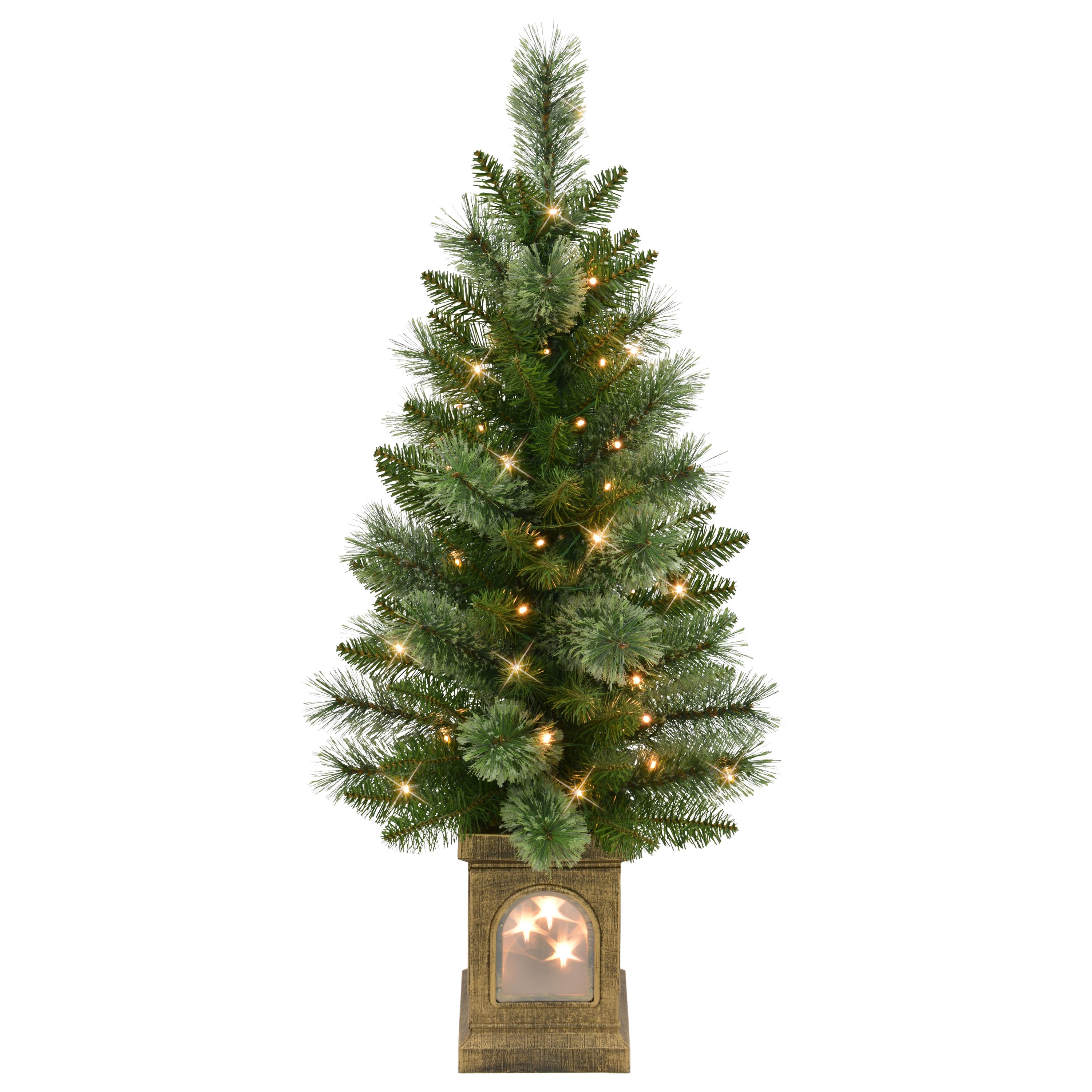 Set of 2 Artificial Battery-Operated Pre-Lit Potted Christmas Trees 51039-ST35LW05A-2-BO