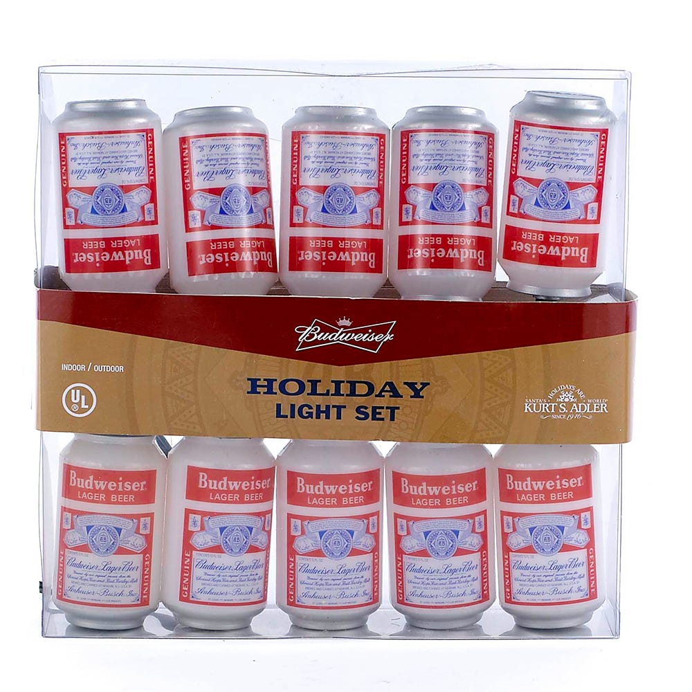 Kurt Adler UL 10-Light Vintage Budweiser Can Light Set
