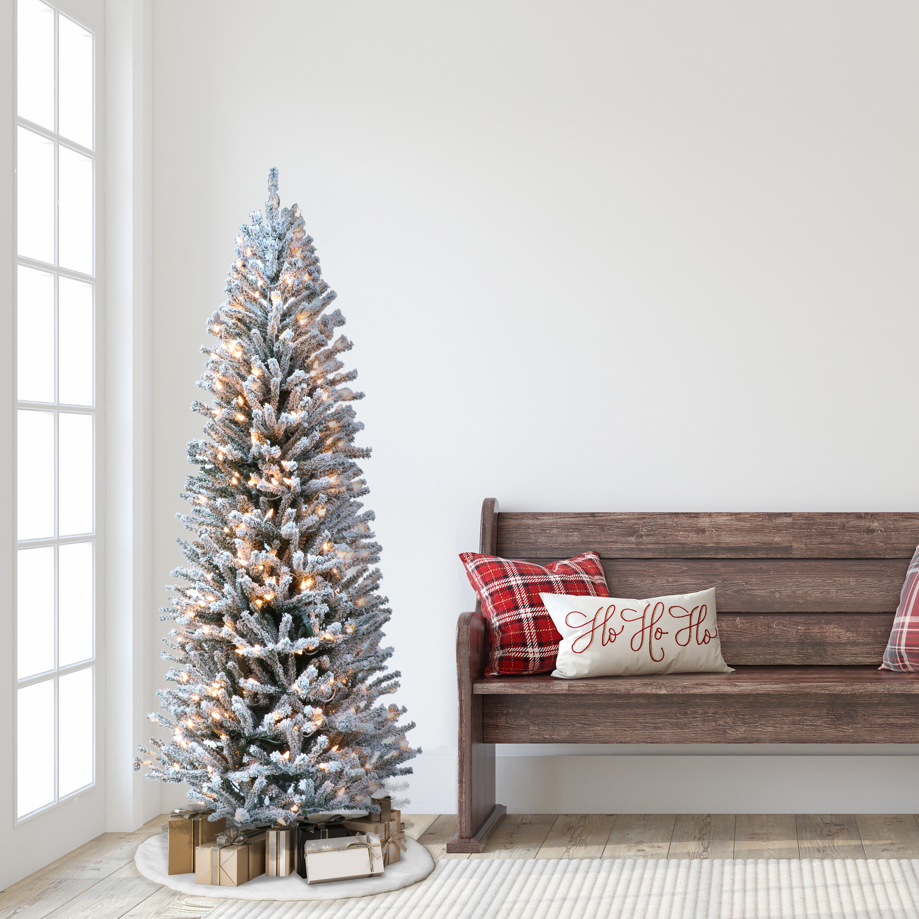 6ft Pre-Lit Flocked Christmas Tree