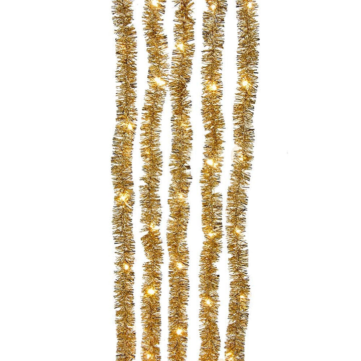 Kurt Adler 6.5-Foot 100-Light Warm White Champagne LED Tinsel Cascade Light Set