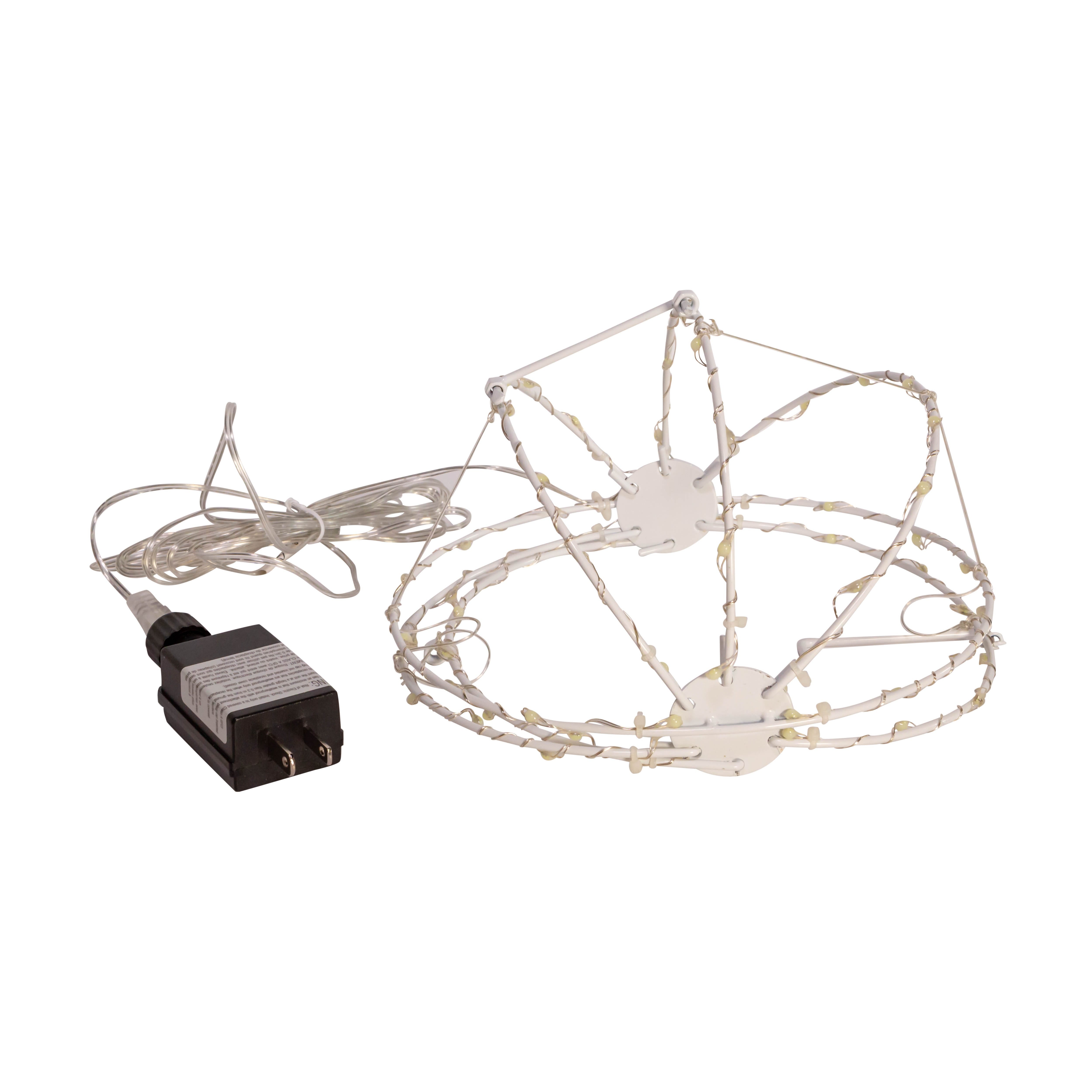 Kurt Adler 12-Inch Cool White Superbright LED Clear Wire Foldable Metal Sphere