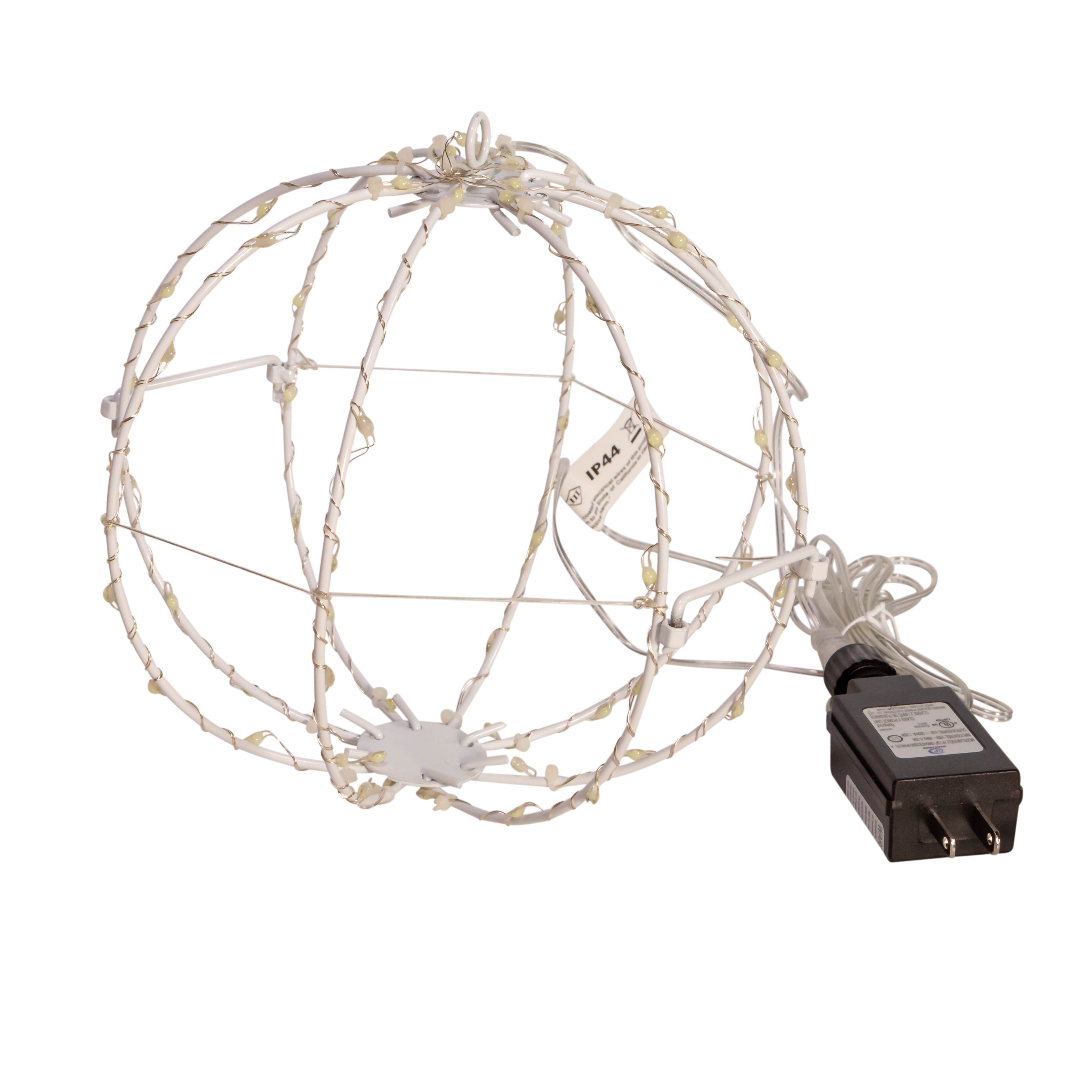 Kurt Adler 12-Inch Cool White Superbright LED Clear Wire Foldable Metal Sphere