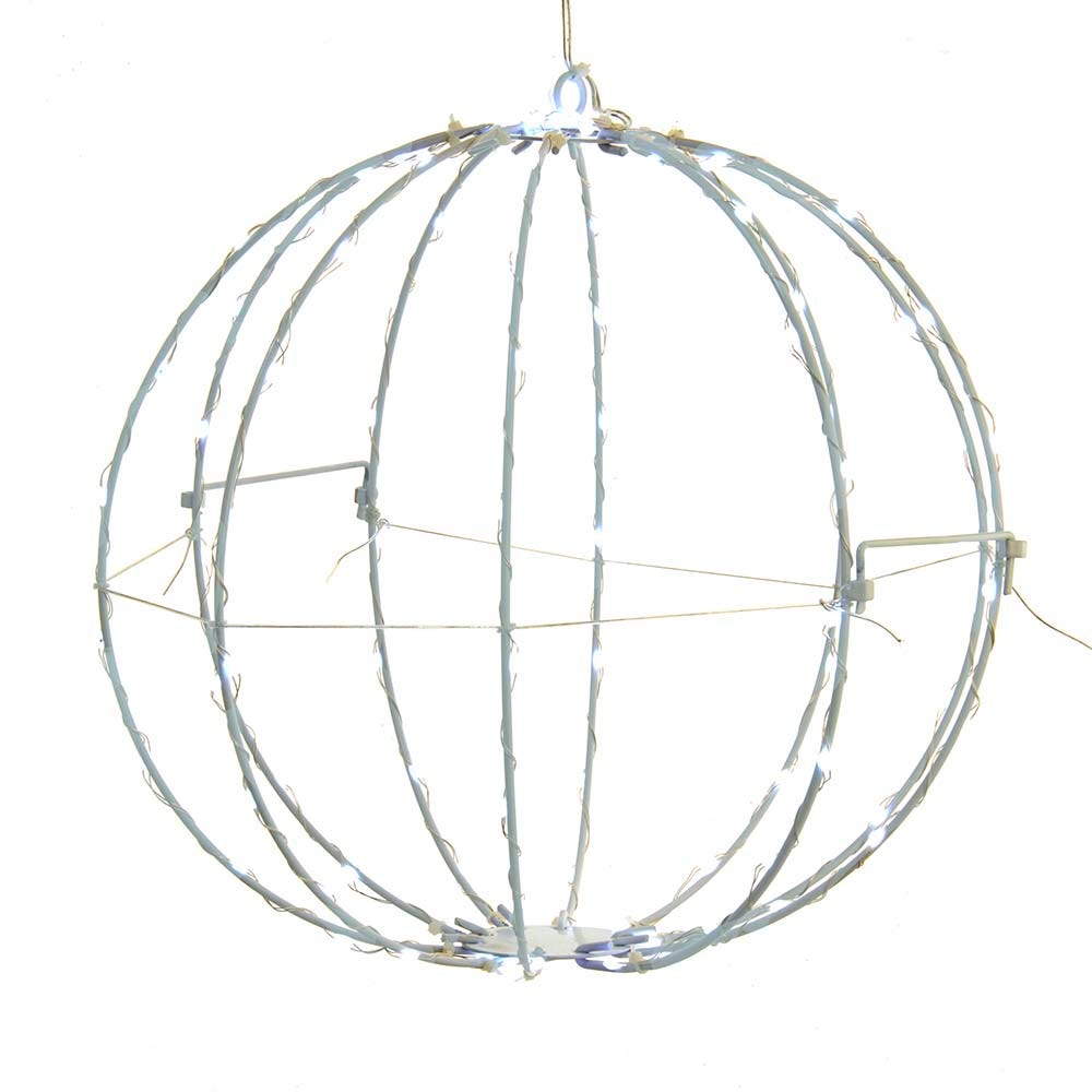 Kurt Adler 12-Inch Cool White Superbright LED Clear Wire Foldable Metal Sphere AD1020CW