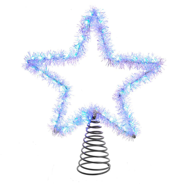 Kurt Adler 12.2-Inch Tinsel Star Tree Topper with Cool White LED Lights