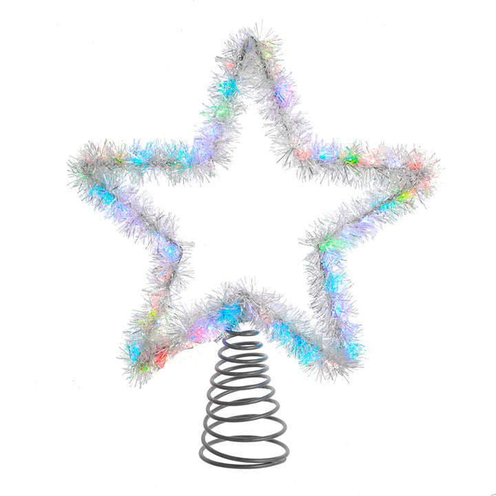 Kurt Adler 12.2-Inch Tinsel Star Tree Topper with RGB LED Lights