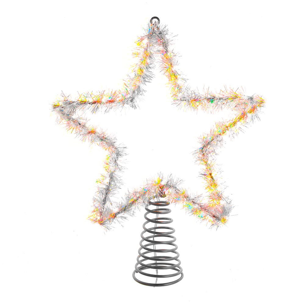 Kurt Adler 12.2-Inch Tinsel Star Tree Topper with Warm White LED Lights