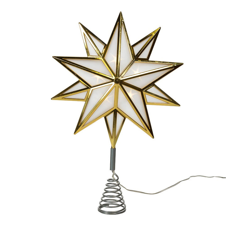 Kurt Adler 15-Inch 10-Point Warm White LED Gold Star Tree Topper