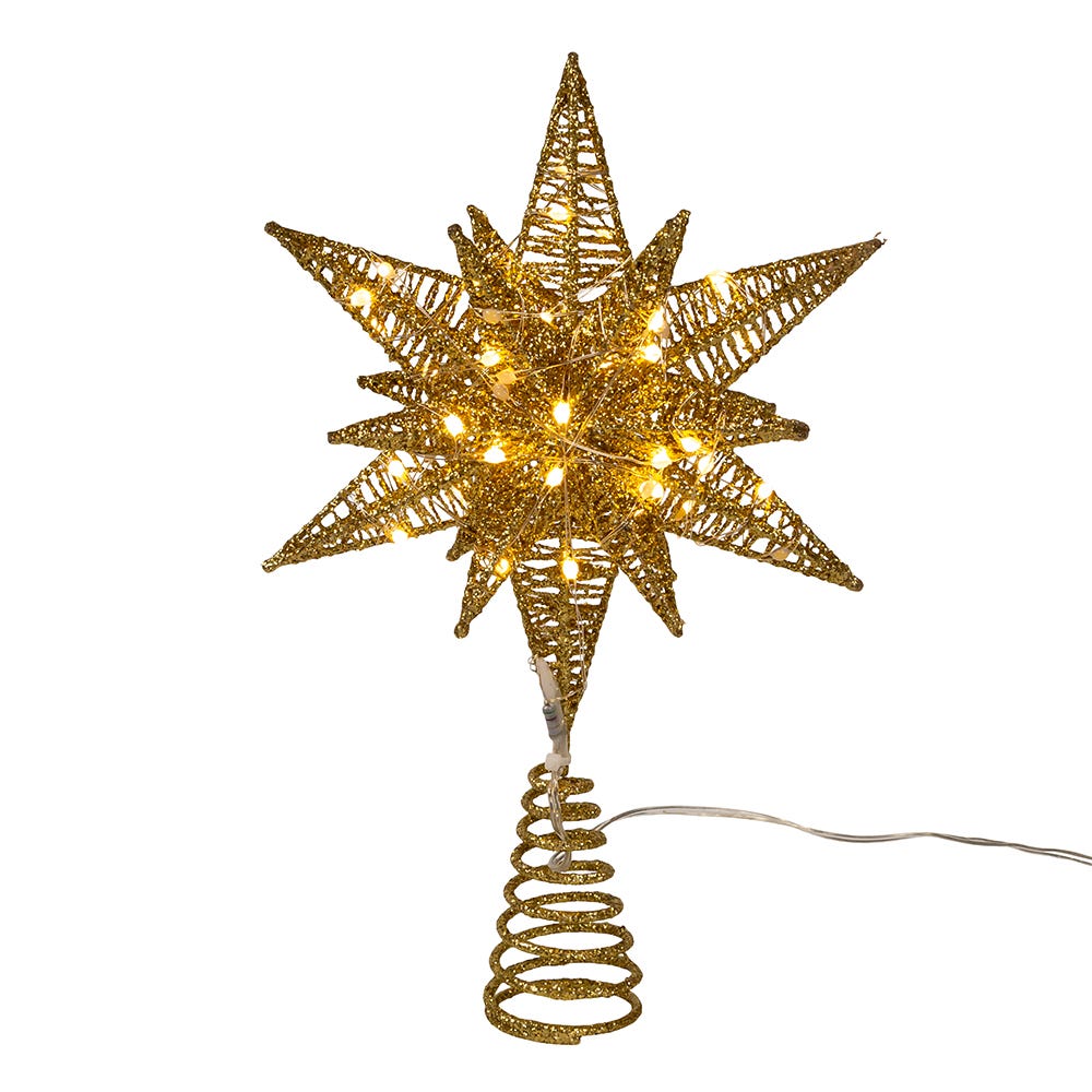 Kurt Adler 11-Inch Pre-Lit Twinkling LED 60-Light Gold Starburst Tree ...
