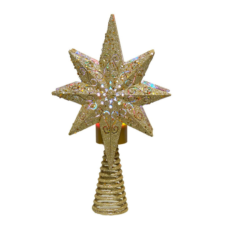 Kurt Adler 13.4 Inch Gold Glitter Polaris Projector Tree Topper