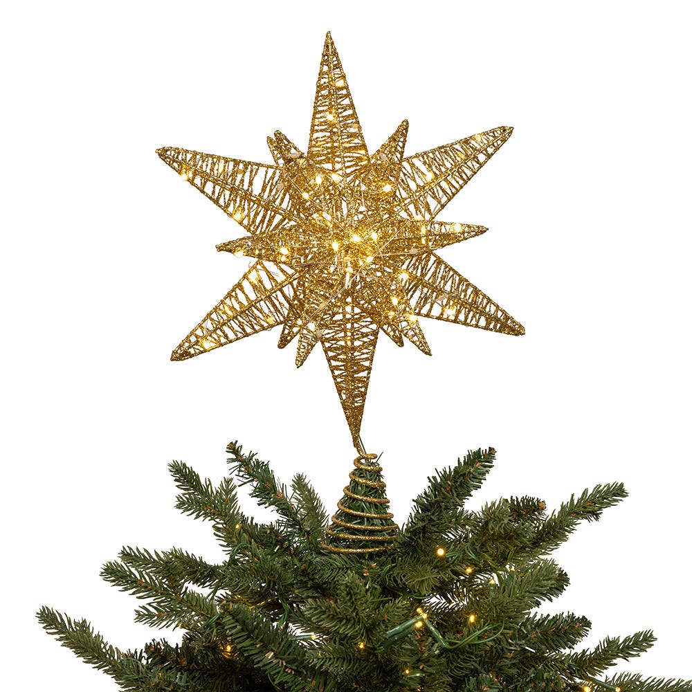Kurt Adler 15-Inch Twinkling LED Gold Starburst Tree Topper