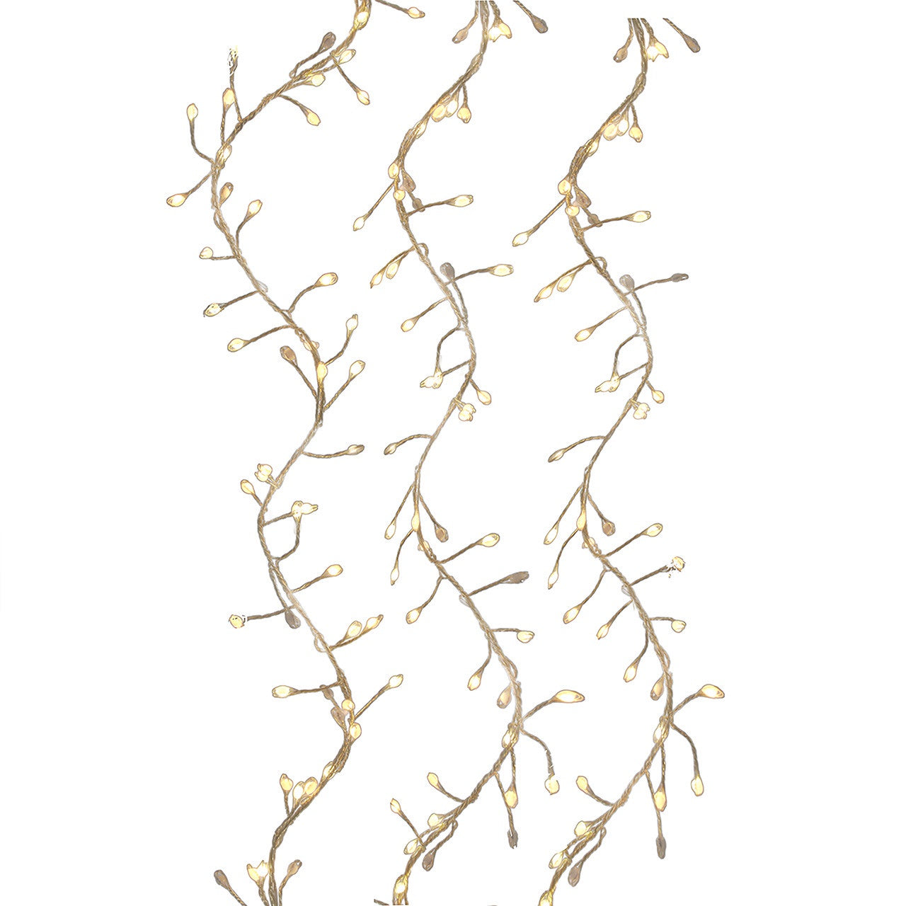 Kurt Adler 9' 300L Warm White Superbright Twinkle Effect Gold Wire Cluster Garland #AD1090CLWWW