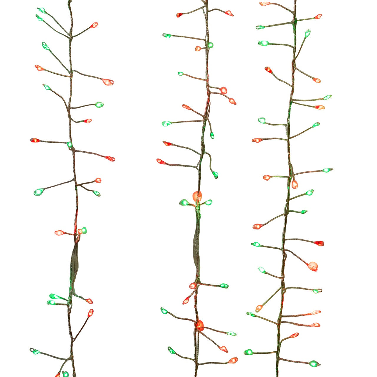 Kurt Adler 7.87' 240L Red & Green Twinkle Micro LED Silver Wire Cluster Garland #AD1096