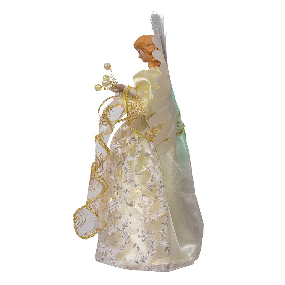 Kurt Adler 12-Inch UL 30-Light Fairy LED Fiber Optic Gold Angel Tree Topper