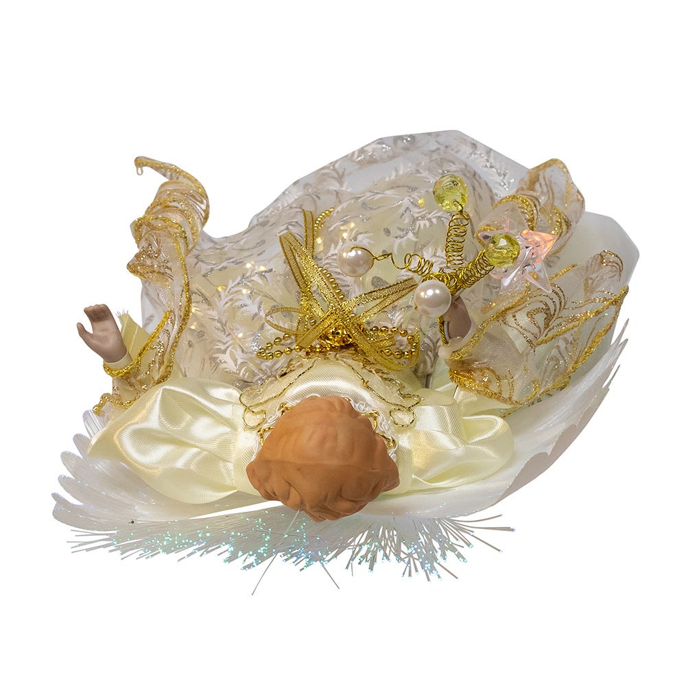 Kurt Adler 12-Inch UL 30-Light Fairy LED Fiber Optic Gold Angel Tree Topper