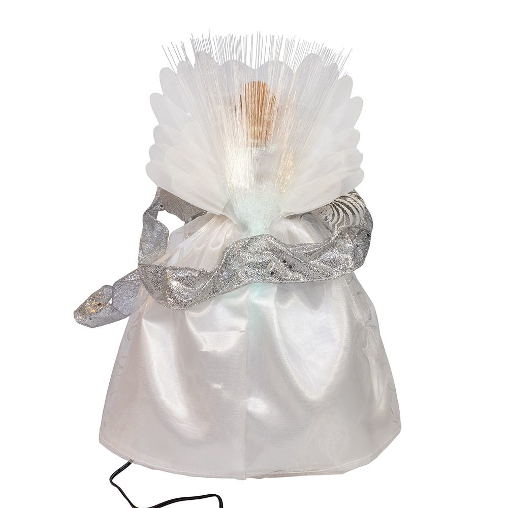 Kurt Adler 12-Inch UL 30-Light Fairy LED Fiber Optic Silver Angel Tree Topper