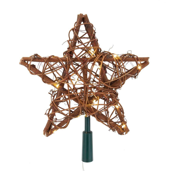 Kurt Adler 20-Light Fairy Light Natural Rattan Star Tree Topper