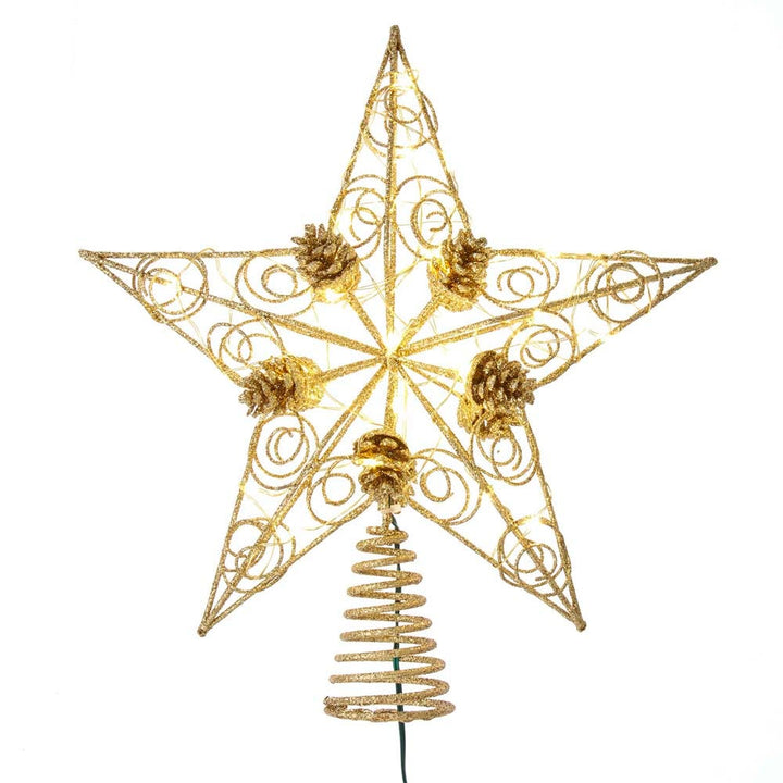 Kurt Adler 11.75-Inch 30-Light Fairy Light Gold Star Tree Topper