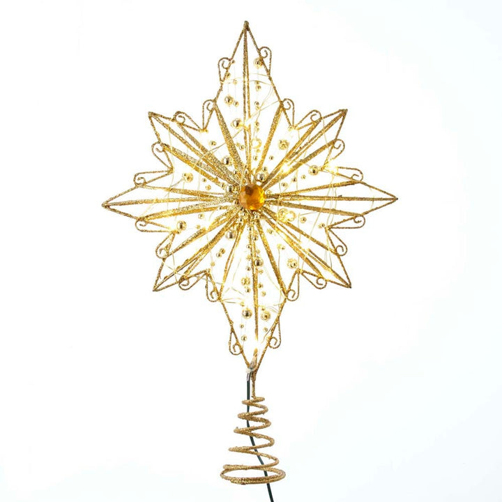 Kurt Adler 15.5-Inch 30-Light Fairy Light Gold Star Tree Top