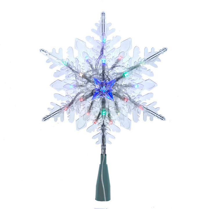 Kurt Adler 20-Light 10-Inch Clear Snowflake Treetop with Color-Changing RGB LED Bulbs 