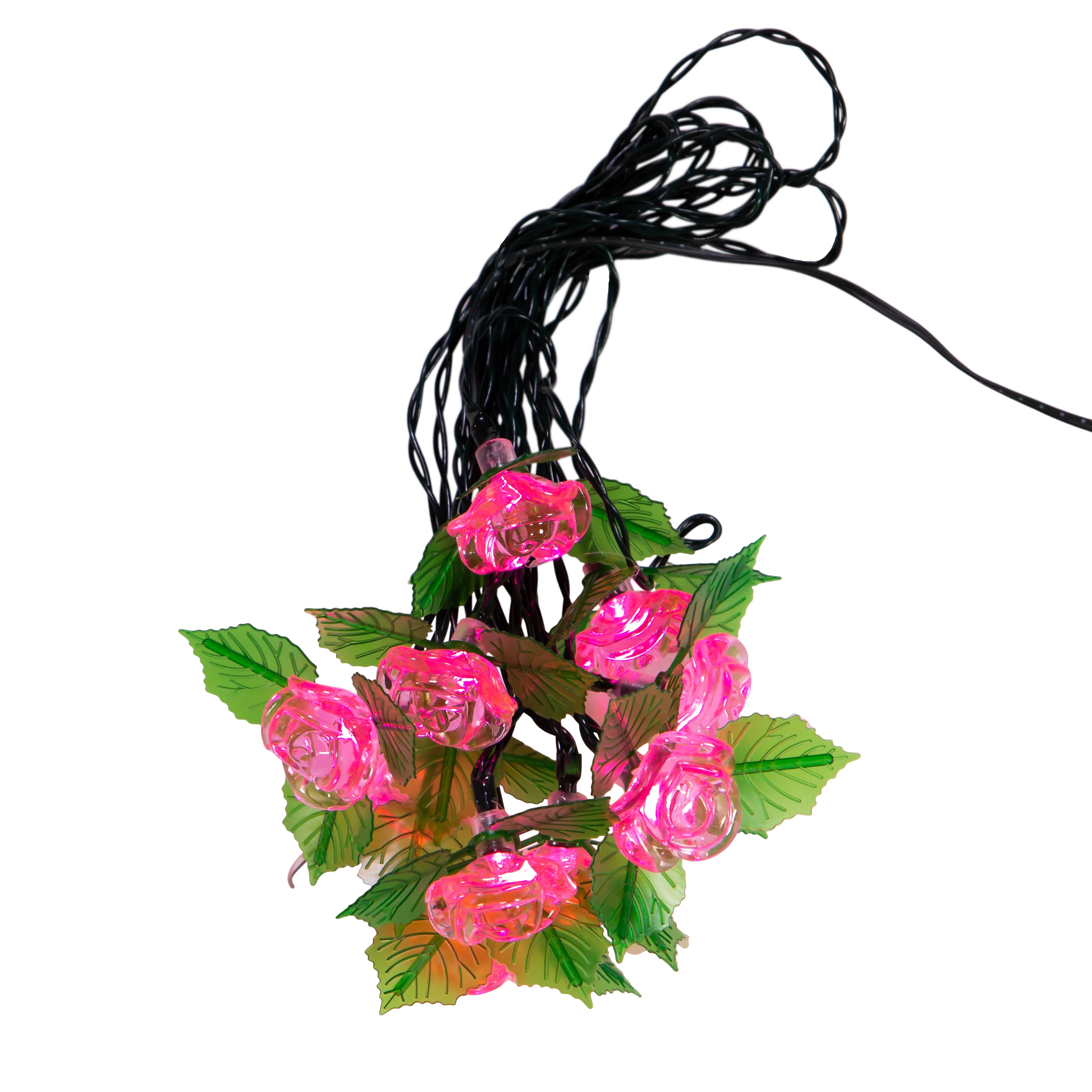 Kurt Adler UL 10-Light LED Pink Rose Light Set