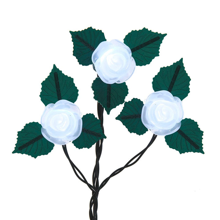 Kurt Adler UL 10-Light Cool White Frost White Rose Light Set