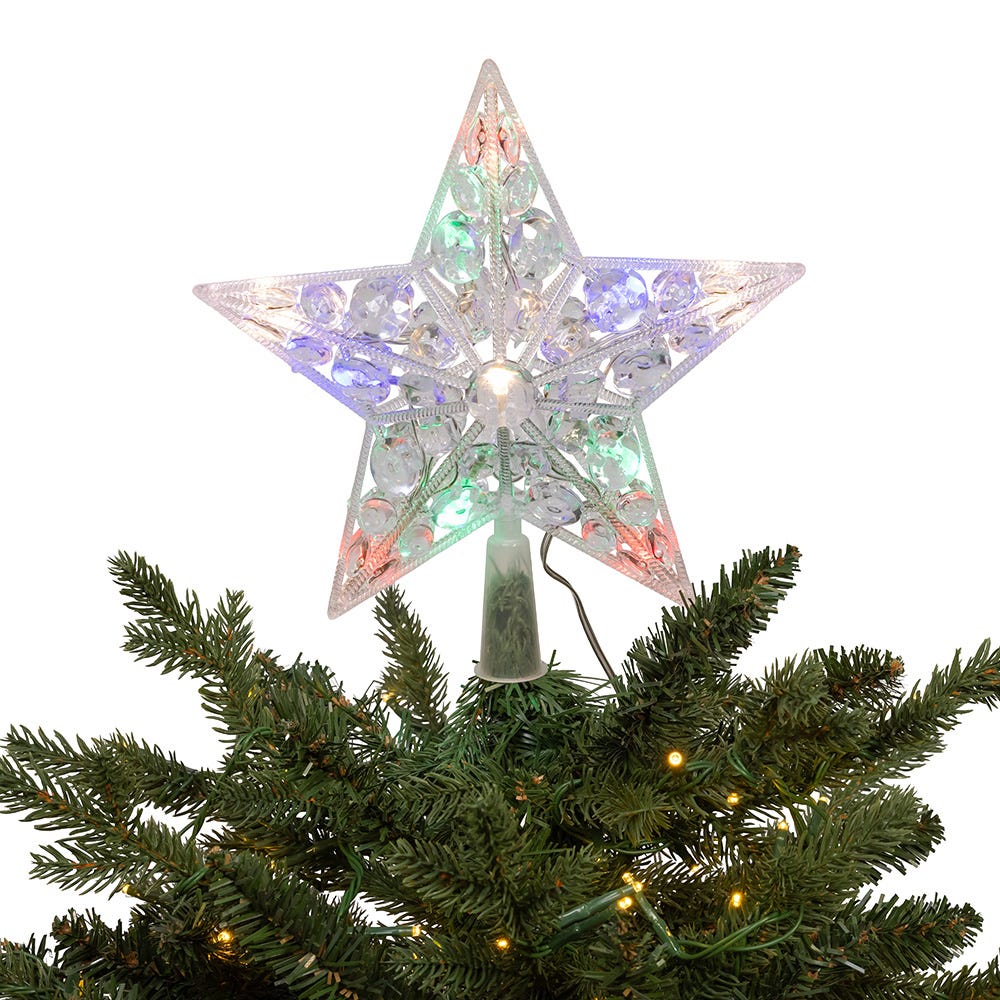 Kurt Adler 8.65-Inch 11-Light Dual Color LED With Color Effect Remote Control Star Tree Topper