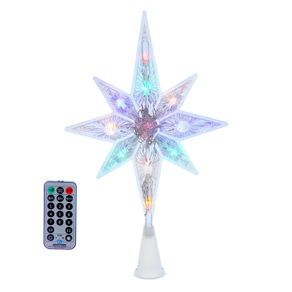 Kurt Adler 12.6-Inch 11-Light Dual Color LED With Color Effect Remote Control Star Tree Topper AD2840