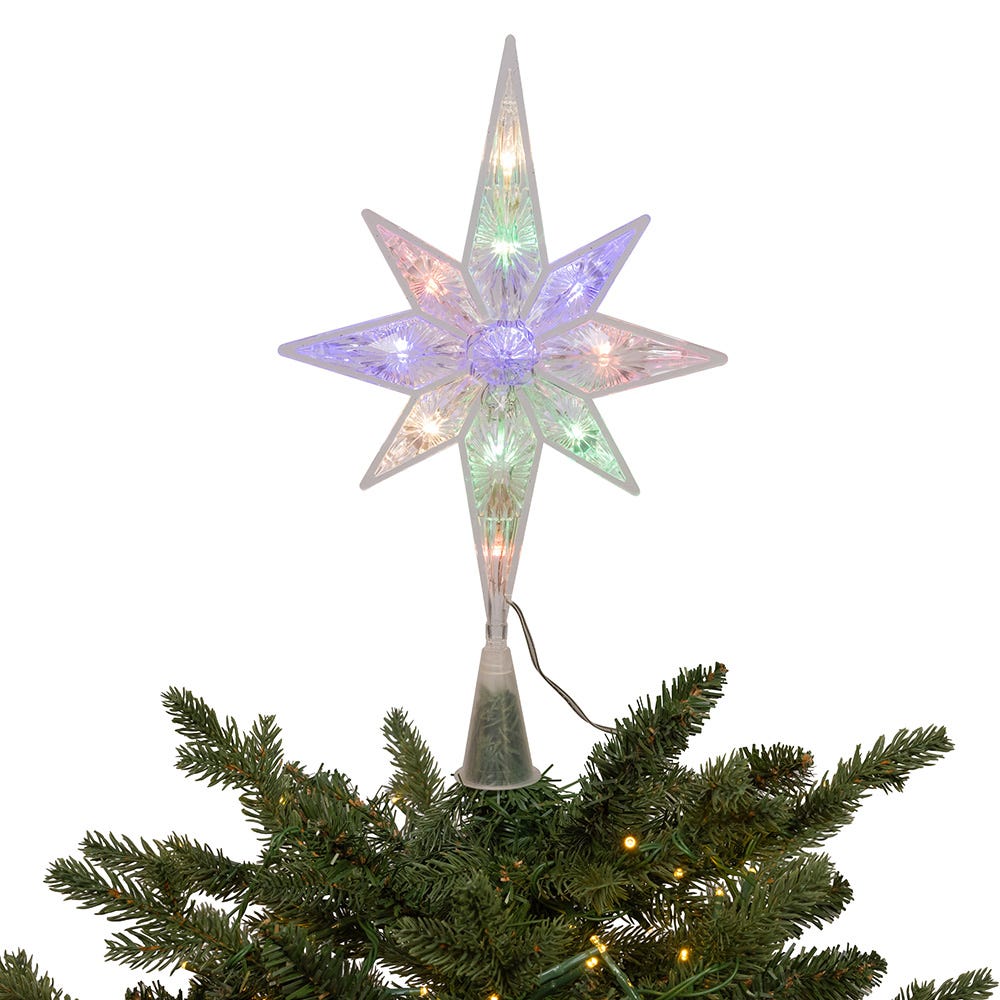 Kurt Adler 12.6-Inch 11-Light Dual Color LED With Color Effect Remote Control Star Tree Topper