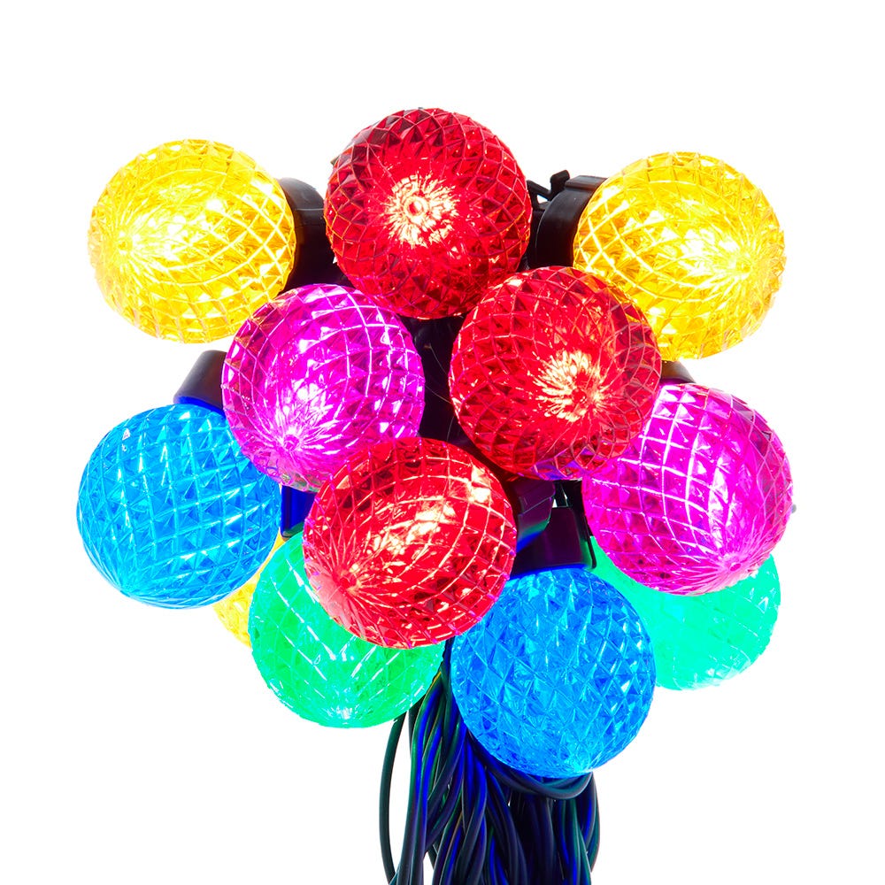 Kurt Adler vibrant UL 20-Light Multicolor G40 Faceted LED Light Set AD2841