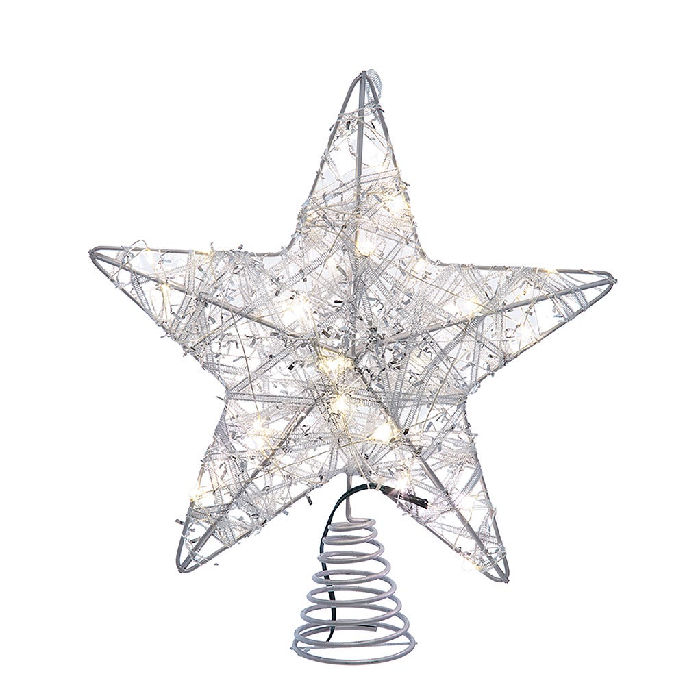 Kurt Adler 10.5-Inch 30-Light Warm White LED Fairy Light 5-Point Star Tree Topper AD2842