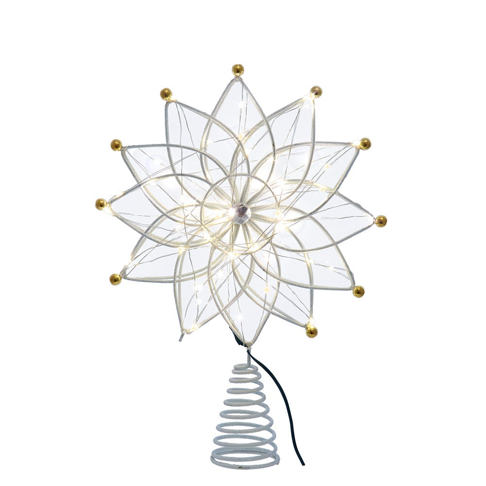 Kurt Adler stunning 14.5-Inch 50-Light Warm White LED 12-Point Star Tree Topper AD2843