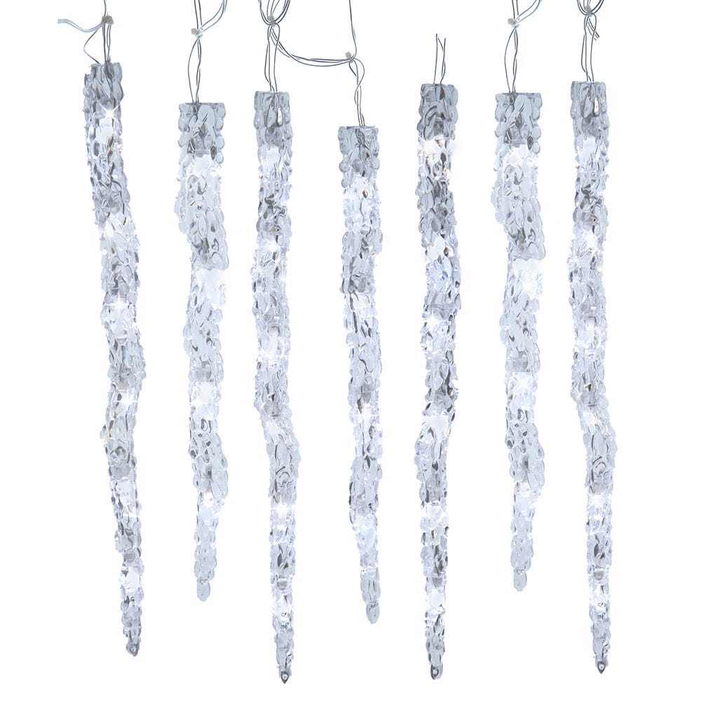 Kurt Adler UL 60-Light Dual Color Pure White/Warm White LED 12-Piece Icicle String Light Set AD2845