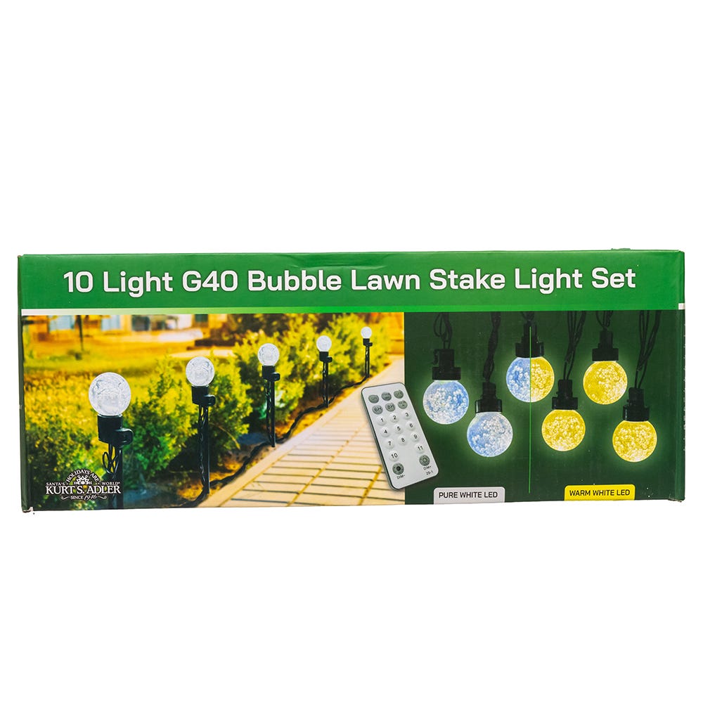 Kurt Adler UL 10-Light Dual Color Pure White/Warm White LED G40 Bubble Light Set AD2847