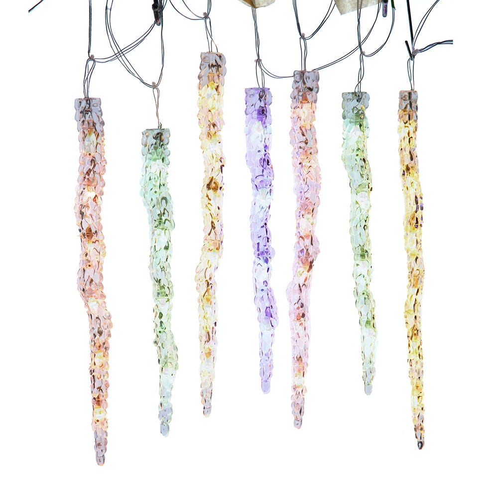 Kurt Adler UL 60-Light Dual Color Multicolor/Warm White LED 12-Piece Icicle String Light Set AD2848