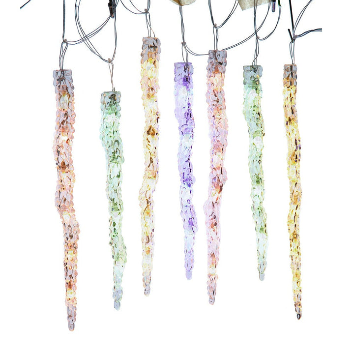 Kurt Adler UL 60-Light Dual Color Multicolor/Warm White LED 12-Piece Icicle String Light Set AD2848