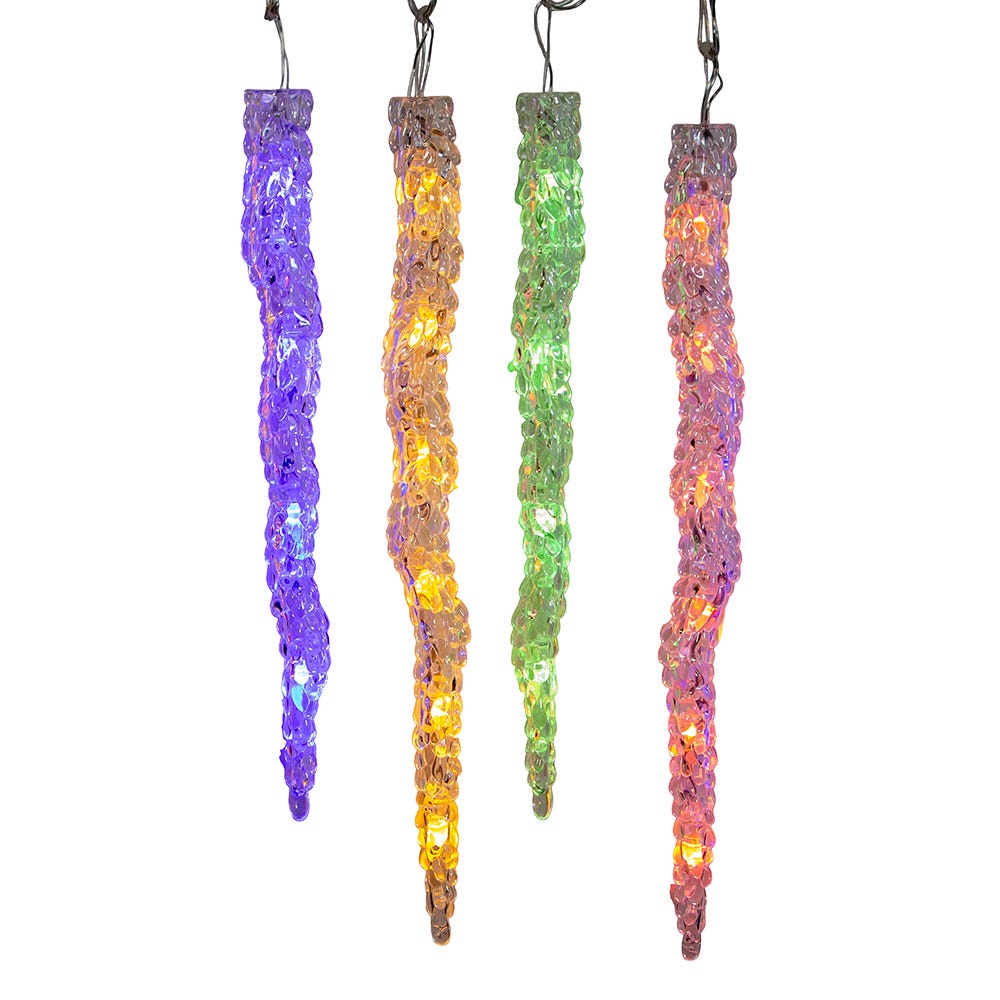 Kurt Adler UL 60-Light Dual Color Multicolor/Warm White LED 12-Piece Icicle String Light Set
