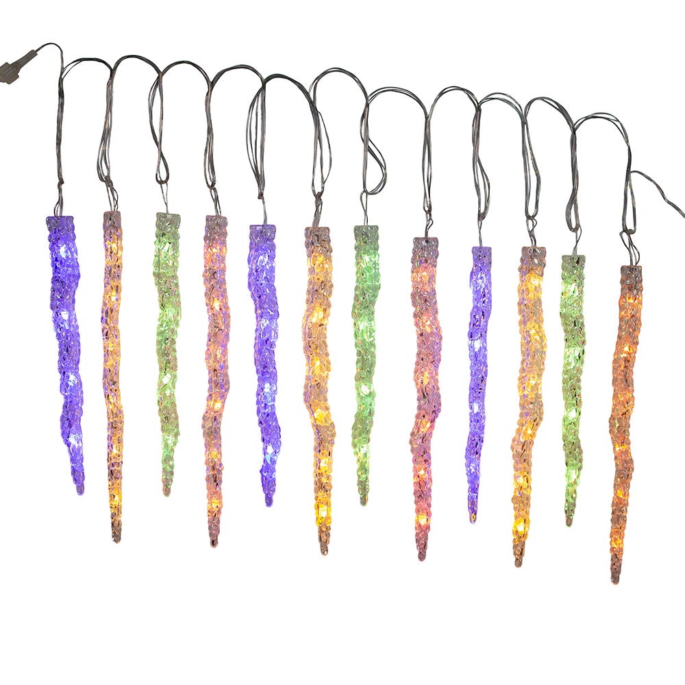 Kurt Adler UL 60-Light Dual Color Multicolor/Warm White LED 12-Piece Icicle String Light Set