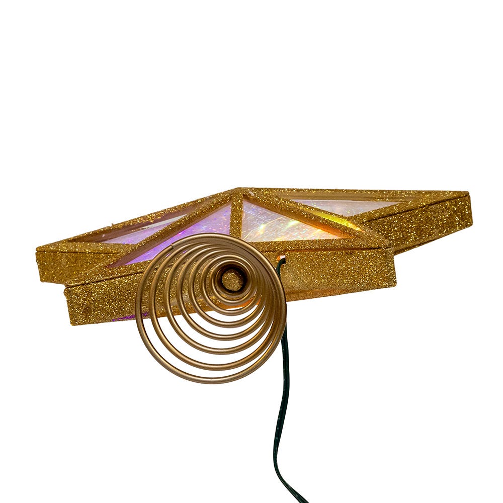 Kurt Adler 11.5-Inch UL 20-Light Multicolor Fairy Twinkle LED Gold Glitter 5-Point Star Tree Topper