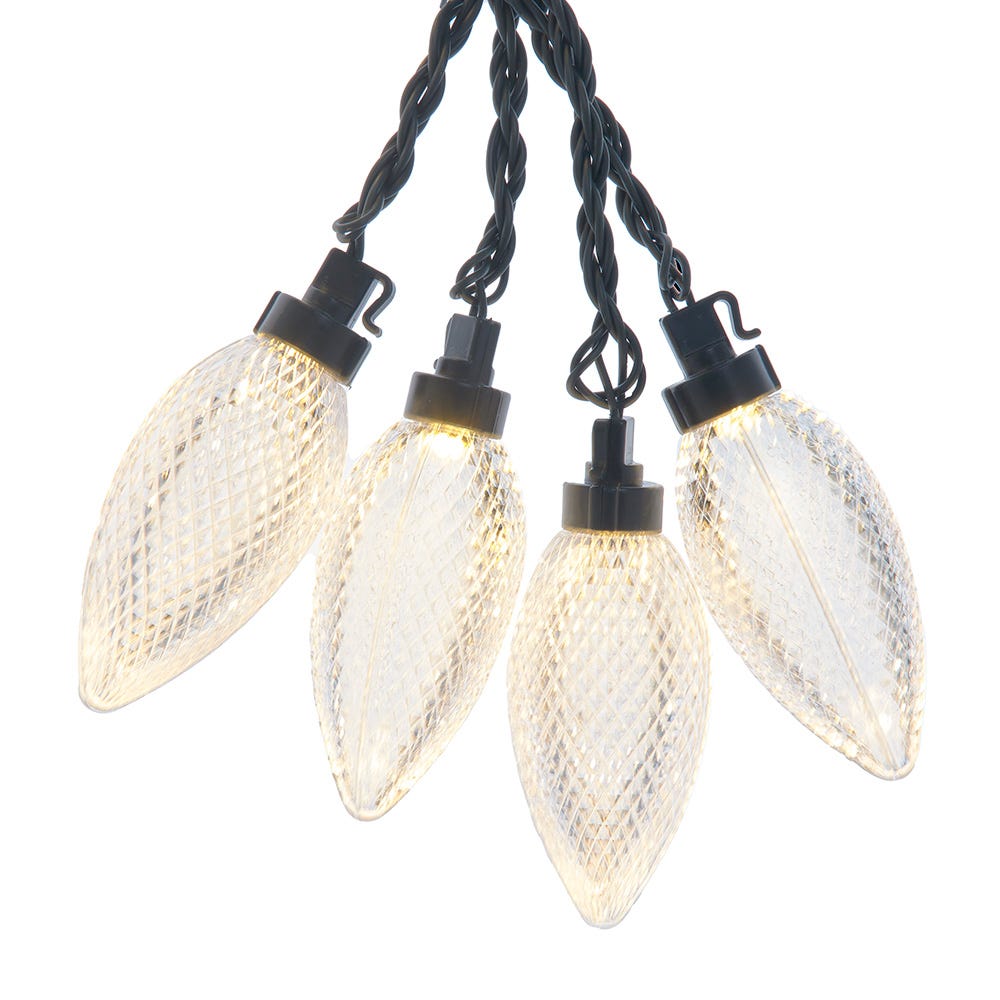 Kurt Adler UL 10-Light Warm White LED Super C9 Bulb Yard Stakes, 10-Piece Set AD2865WW