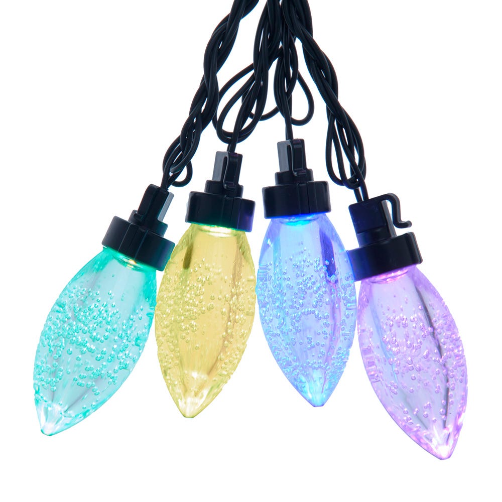 Kurt Adler UL 20-Light Warm Dual Color LED Jumbo C9 Bulb Yard Stakes, 10-Piece Set AD2867