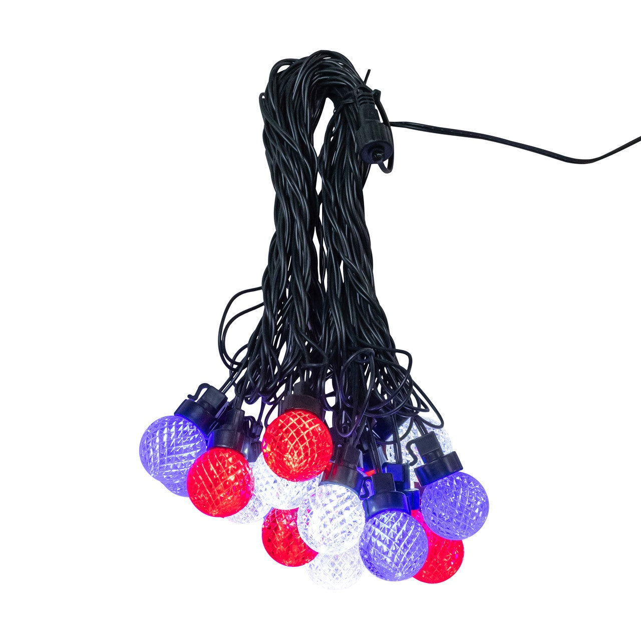 Kurt Adler 20-Piece G40 Faceted Red, Pure White & Blue LED Light Set #AD2872RWB