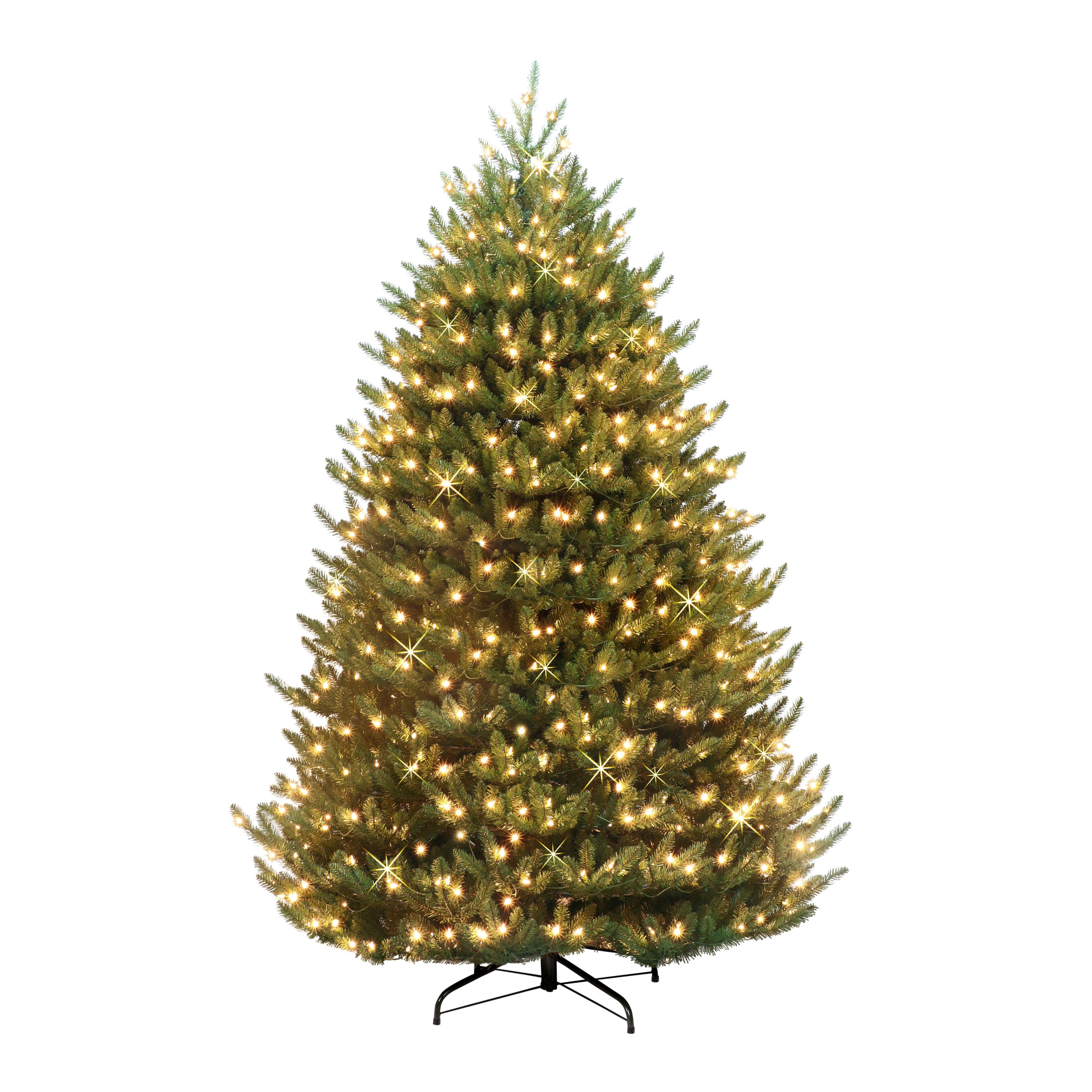 6.5 ft Pre-Lit Canadian Balsam Fir Artificial Christmas Tree with Sure-Lit Pole® and 650 UL Warm White LED Lights Metal Stand Green CBMA-65QLW65