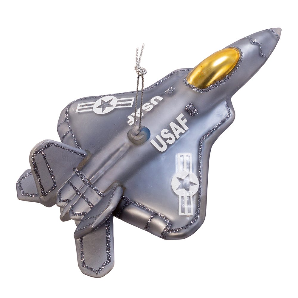 5.75" Glass United States Air Force Fighter Plane Ornament AF4171