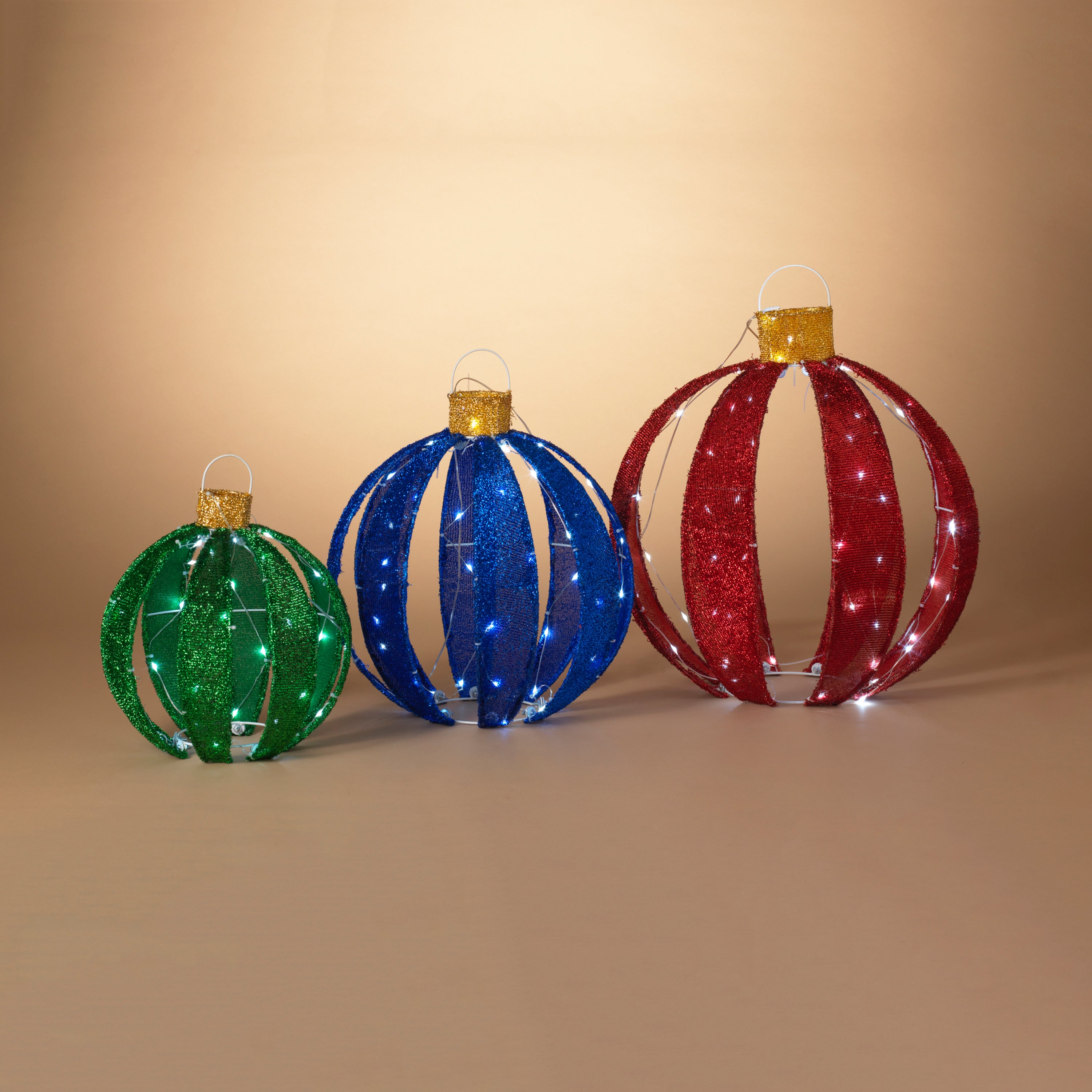 Merry Lighted Fabric Lanterns with 144 Lights Outdoor UL Adap 2664640EC