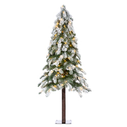 Sterling 5 ft. Pre Lit Warm White LED Flocked Alpine Tree