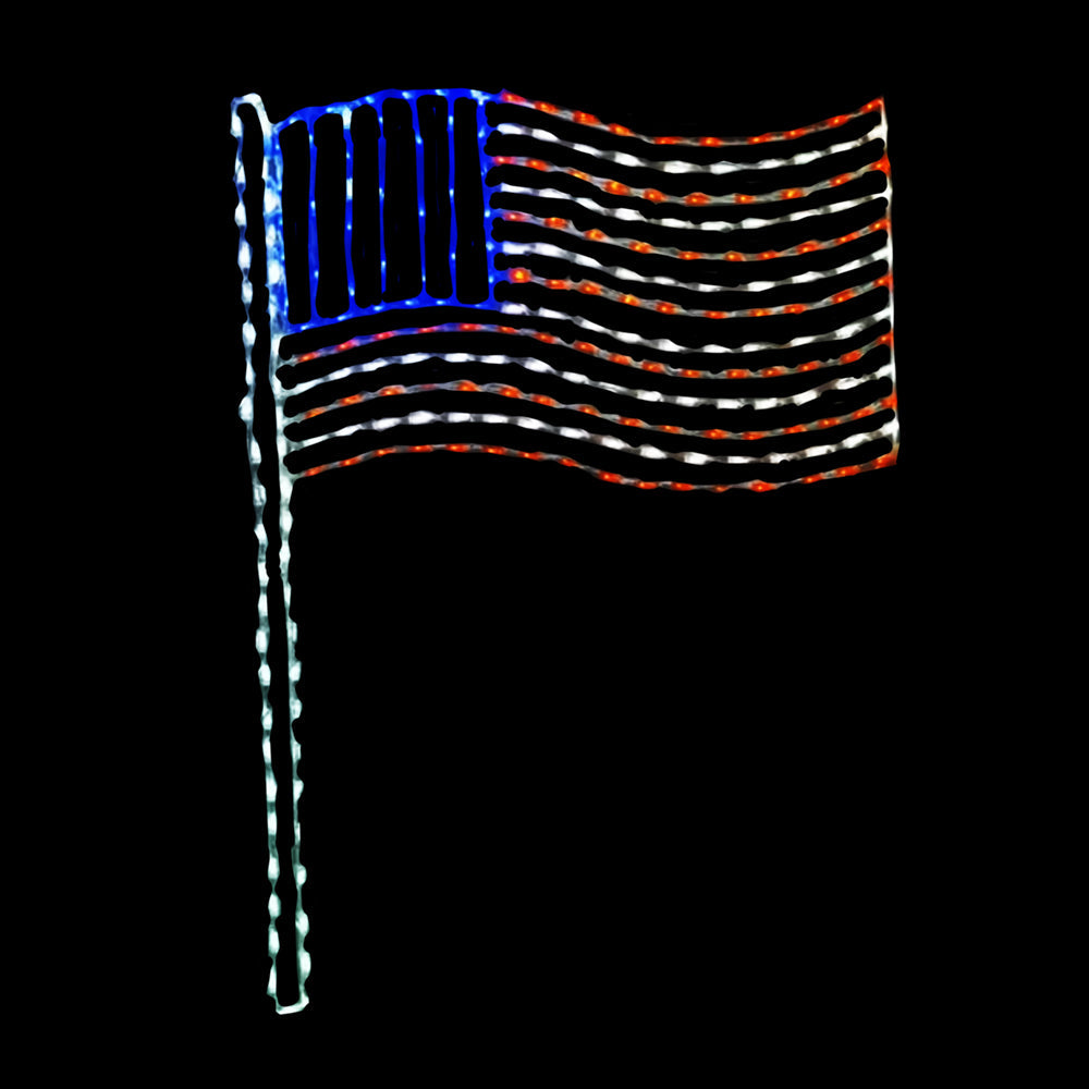 Brite Ideas 51" Twinkling American Flag on Pole LED Display AFP