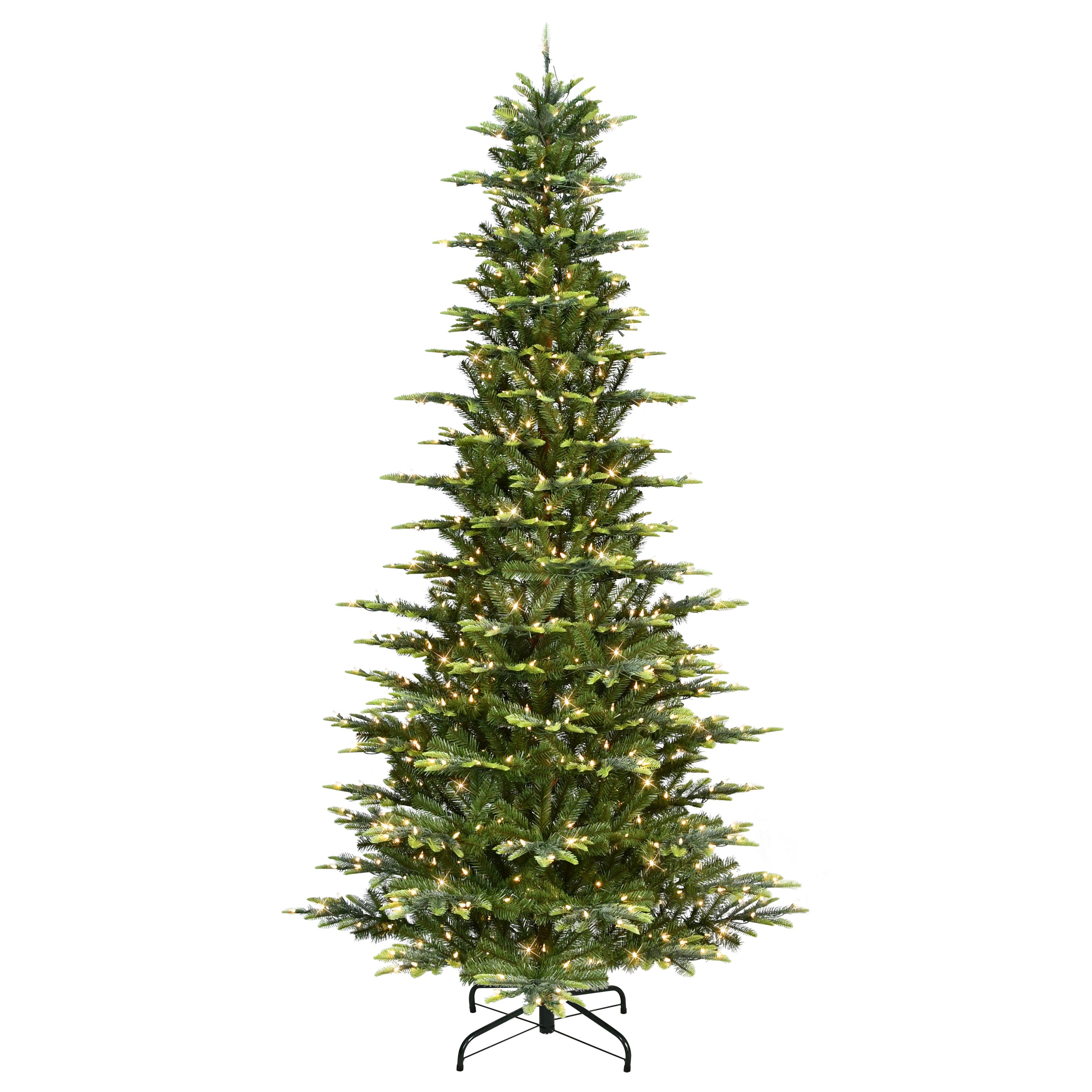 9 ft Pre-lit Slim Aspen Fir Artificial Christmas Tree 1451 Tips 700 UL Clear Lights Metal stand Green APGSLA-90C7