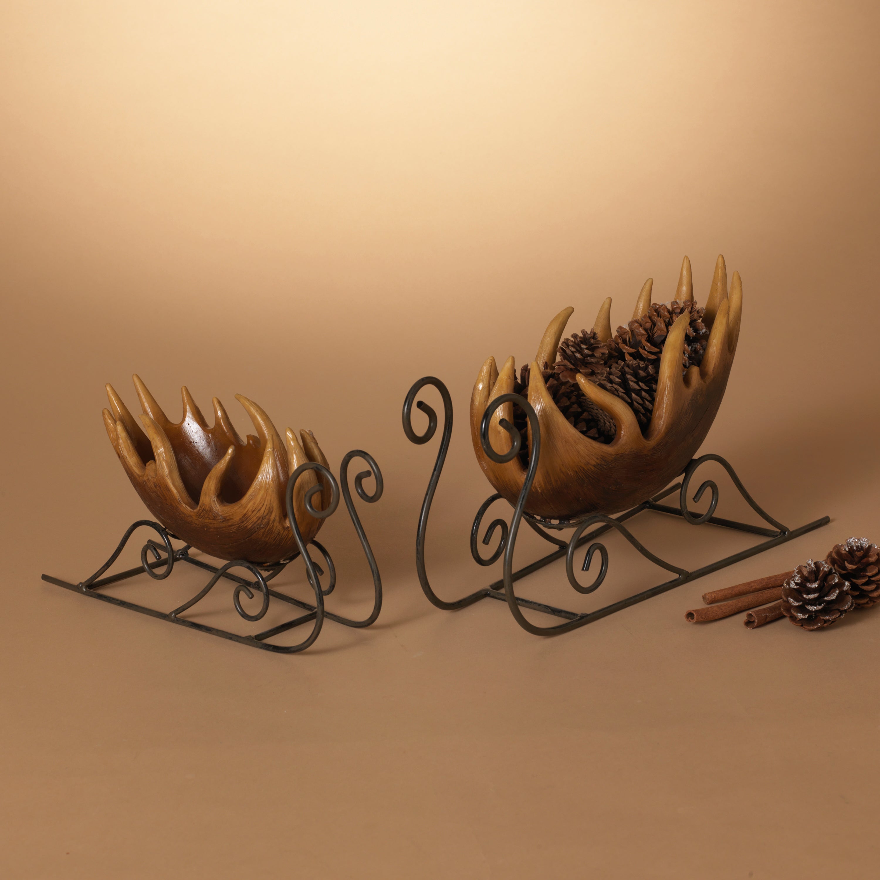 Jolly Resin and Metal Deer Antler Sleighs Lg is 15.9 in L 2657200EC