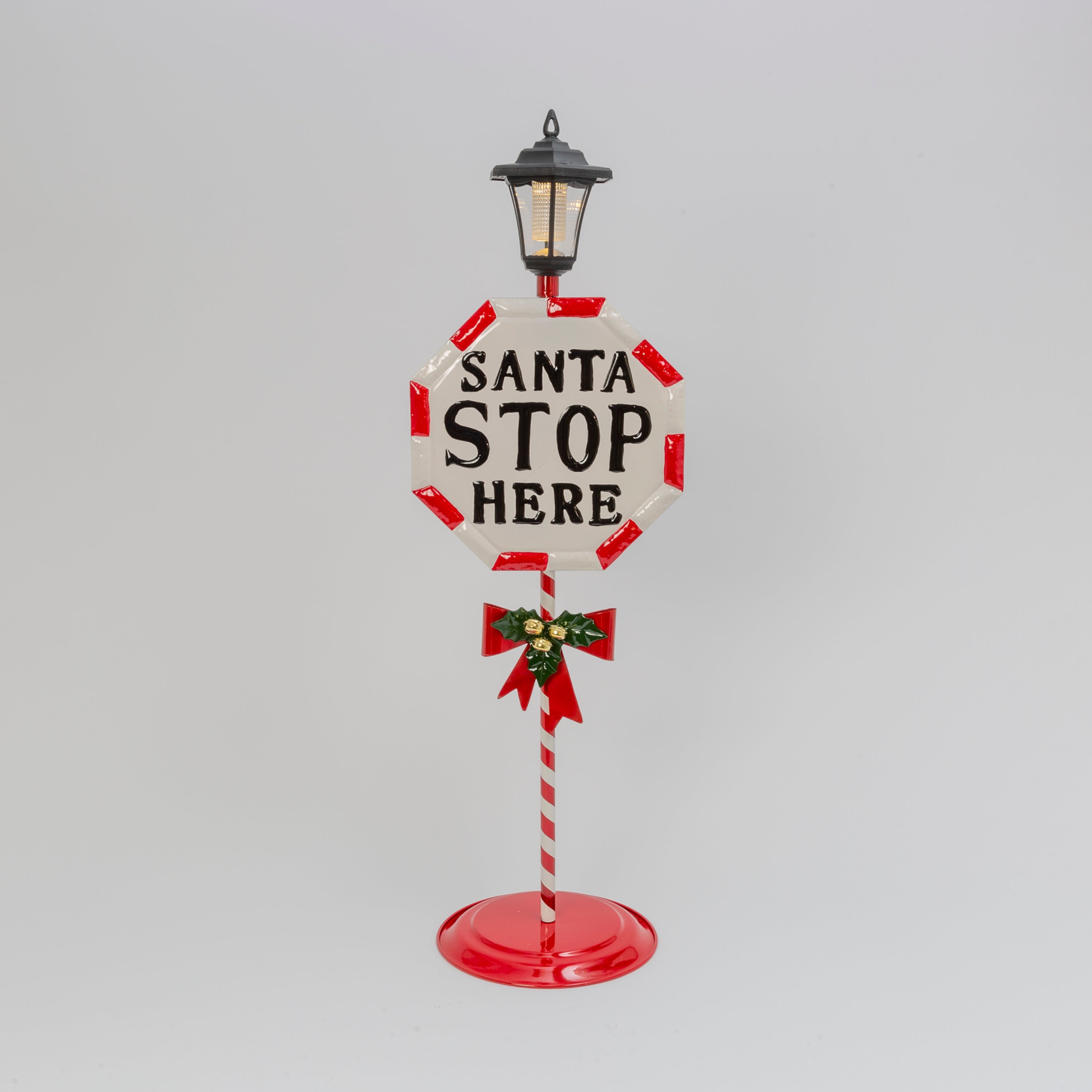 Hand detailed 42.3 in H Solar Lighted Metal  in Santa Stop Here in  Sign 2589400EC